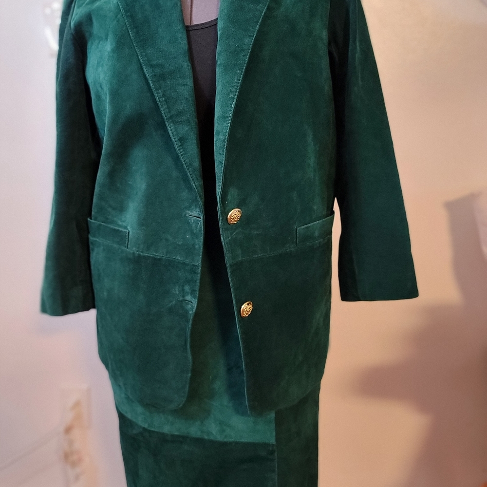 Green Suede Blazer set 1x top 38 bottom